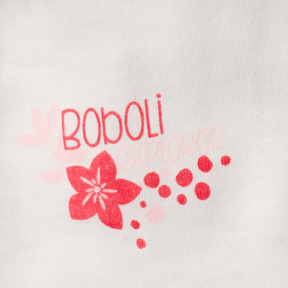 Tricou din bumbac cu imprimeu pentru fetițe, alb Boboli 154804 3