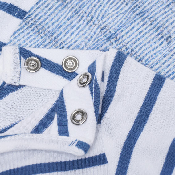 Bluză de bumbac pentru bebeluși albă cu dungi albastre Boboli 154809 4