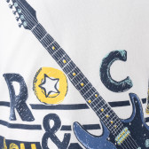 Bluză din bumbac cu imprimeu de chitară pentru băieți, albă Boboli 154824 3