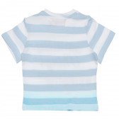 Tricou din bumbac în dungi albe și albastre cu inscripție pentru bebeluși Boboli 154843 2