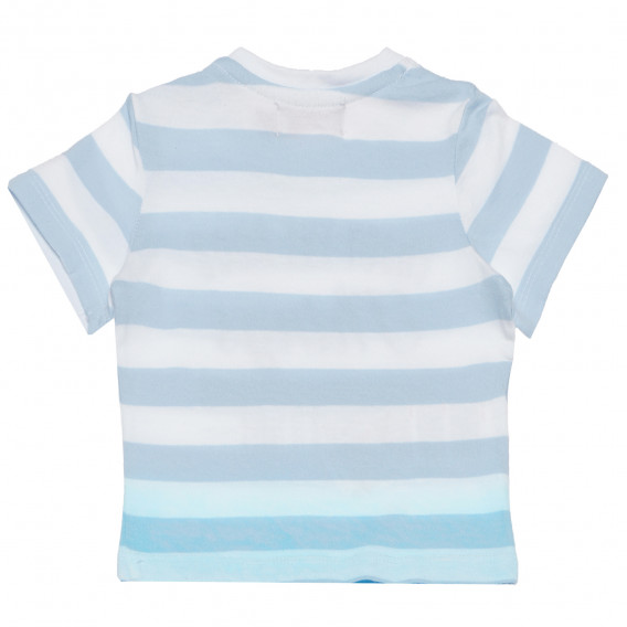 Tricou din bumbac în dungi albe și albastre cu inscripție pentru bebeluși Boboli 154843 2