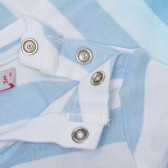 Tricou din bumbac în dungi albe și albastre cu inscripție pentru bebeluși Boboli 154845 4