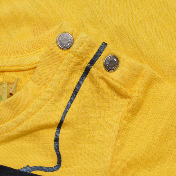 Tricou din bumbac cu imprimeu și buzunar pentru bebeluși, galben Boboli 154849 4