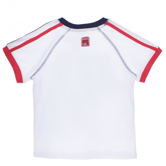Bluză din bumbac cu mâneci scurte și imprimeu pentru băieți, albă Boboli 154863 2