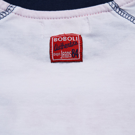 Bluză din bumbac cu mâneci scurte și imprimeu pentru băieți, albă Boboli 154865 4