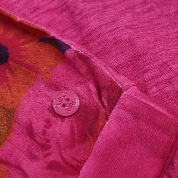 Tricou din bumbac cu efect purtat și imprimeu floral pentru fete, roz Boboli 154888 4