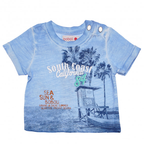 Tricou albastru, de bumbac, pentru băieți - California Boboli 154922 