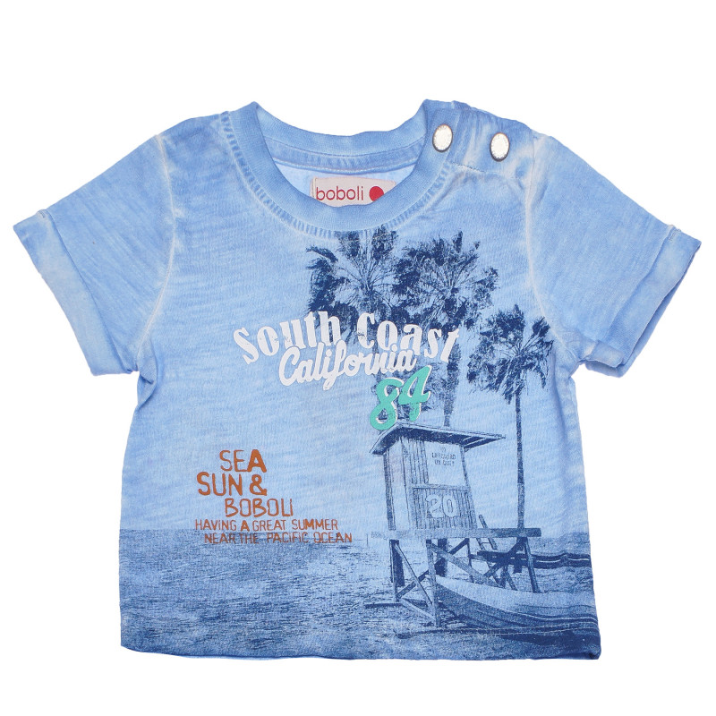 Tricou albastru, de bumbac, pentru băieți - California  154922