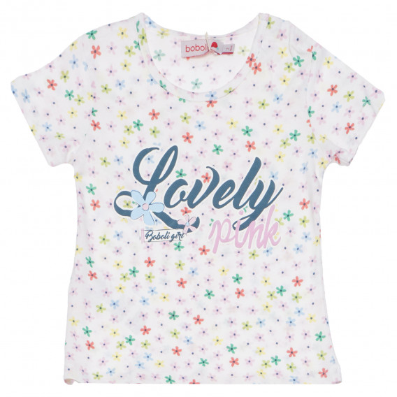 Tricou din bumbac cu imprimeu floral și logo pentru bebeluși Boboli 154926 