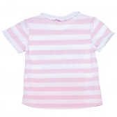 Tricou cu dungi albe și roz pentru bebeluși - Bucurați-vă de viață Boboli 154931 2
