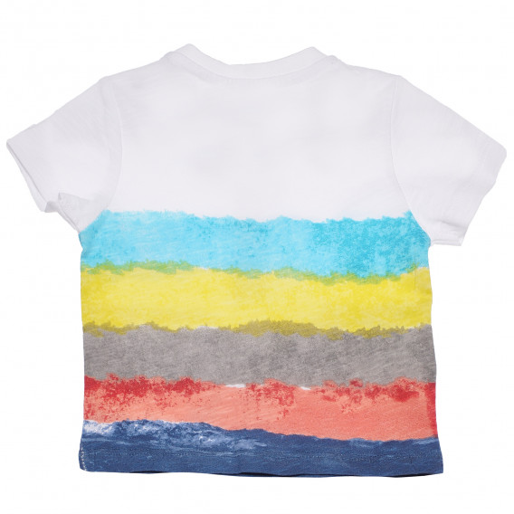 Tricou alb, din bumbac cu imprimeu color pentru băieți - Viața este un val Boboli 154947 2
