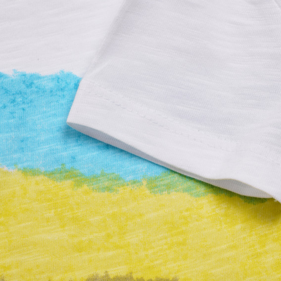 Tricou alb, din bumbac cu imprimeu color pentru băieți - Viața este un val Boboli 154949 4