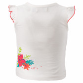 Tricou alb, din bumbac, cu volane pe mâneci pentru fetițe Boboli 154962 2