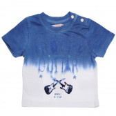 Tricou din bumbac pentru băieți, albastru și alb - Chitară Boboli 154973 