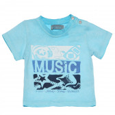 Tricou din bumbac, albastru deschis, pentru bebeluși - Muzică Boboli 154993 