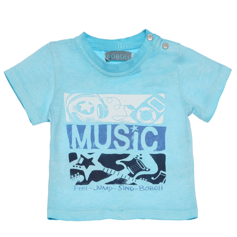 Tricou din bumbac, albastru deschis, pentru bebeluși - Muzică  154993