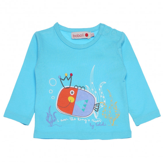 Tricou din bumbac cu imprimeu grafic pentru bebeluși - Pește Boboli 155005 