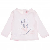 Bluză roz de bumbac pentru fetițe - Păstrați-vă calmul Boboli 155017 