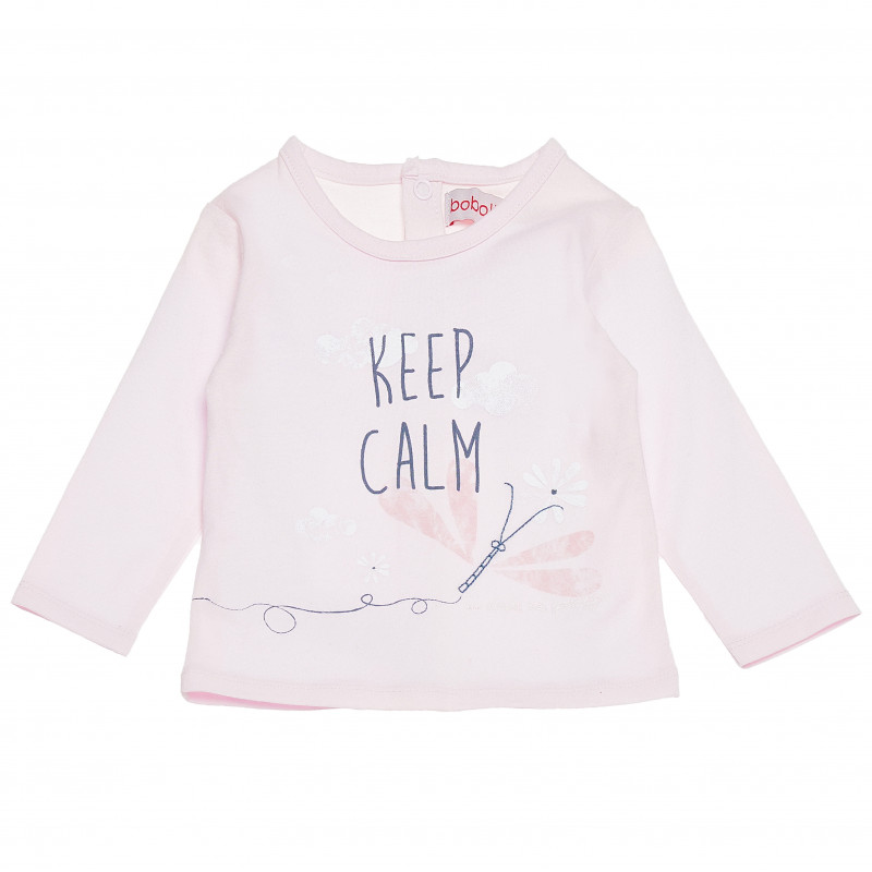 Bluză roz de bumbac pentru fetițe - Păstrați-vă calmul  155017