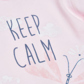Bluză roz de bumbac pentru fetițe - Păstrați-vă calmul Boboli 155020 4