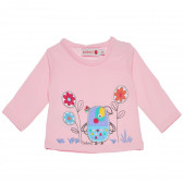 Bluză roz din bumbac cu aplicație pentru fetițe Boboli 155045 
