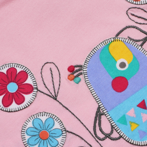 Bluză roz din bumbac cu aplicație pentru fetițe Boboli 155047 3