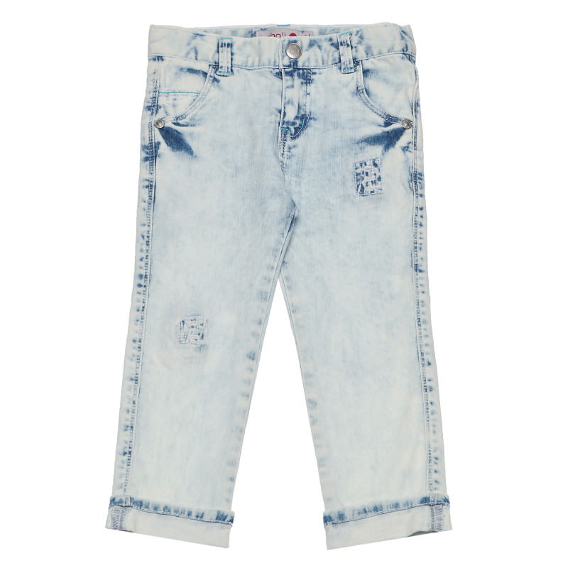 Jeans cu aspect uzat și petice, albastru deschis  155212
