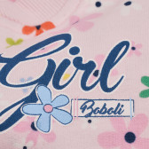 Hanorac de bumbac cu glugă și imprimeu floral pentru fete, roz Boboli 155392 3