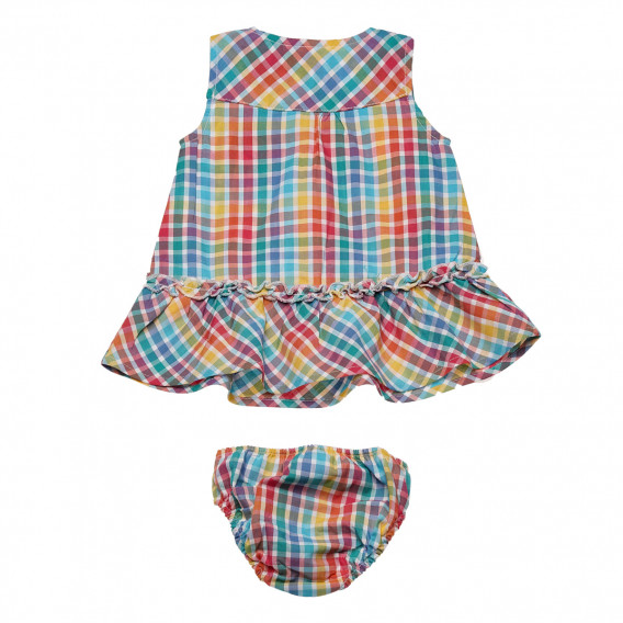 Set de rochie din bumbac cu chiloți în carouri colorate pentru bebeluși Boboli 155465 2