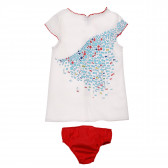 Set de rochie și chiloți de bumbac pentru copii în alb și roșu Boboli 155469 2