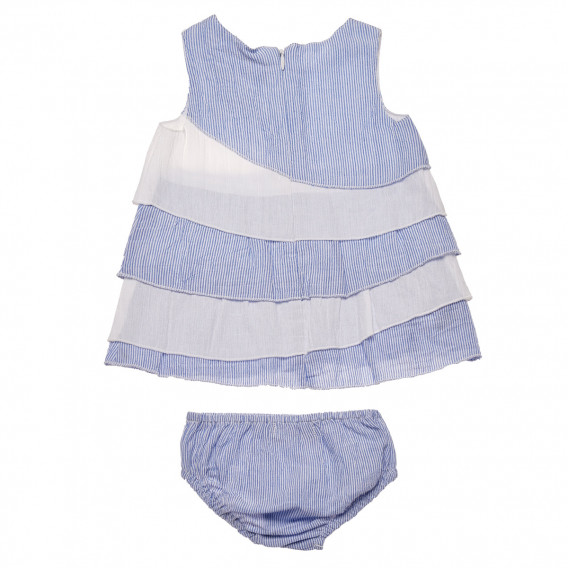 Set de rochie cu chiloți din bumbac pentru copii în alb și albastru Boboli 155485 2