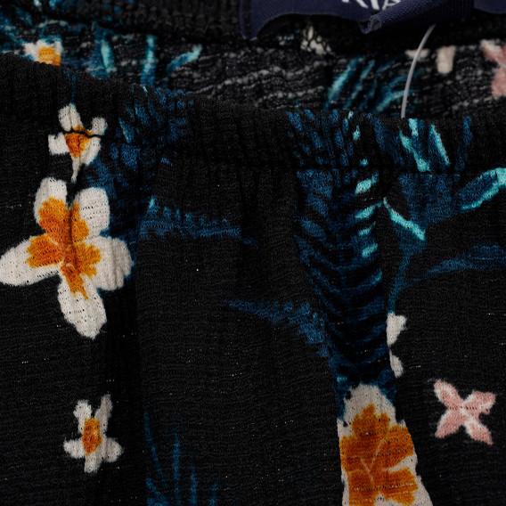 Tricou pentru fete, negru cu flori multicolore KIABI 156080 2
