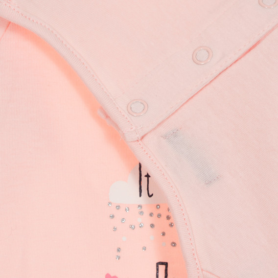 Bluză roz din bumbac cu mâneci lungi și imprimeu grafic pentru fete KIABI 156211 3