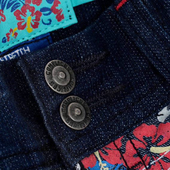Jeans pentru fete, albaștri cu accente florale Complices 157254 4