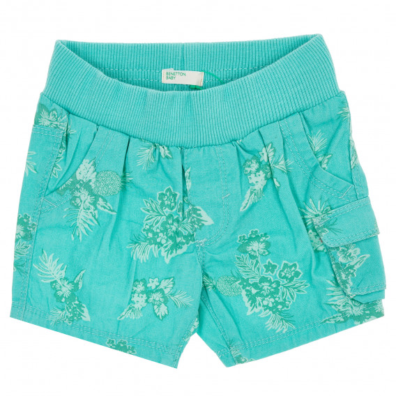 Pantaloni scurți de bumbac pentru copii, verzi Benetton 157342 