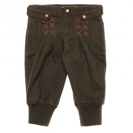 Pantaloni de bumbac maro pentru fete Moodstreet 157763 
