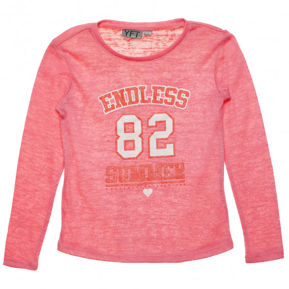 Bluză roz pentru fete cu incripție Your Fashion Trend 157784 