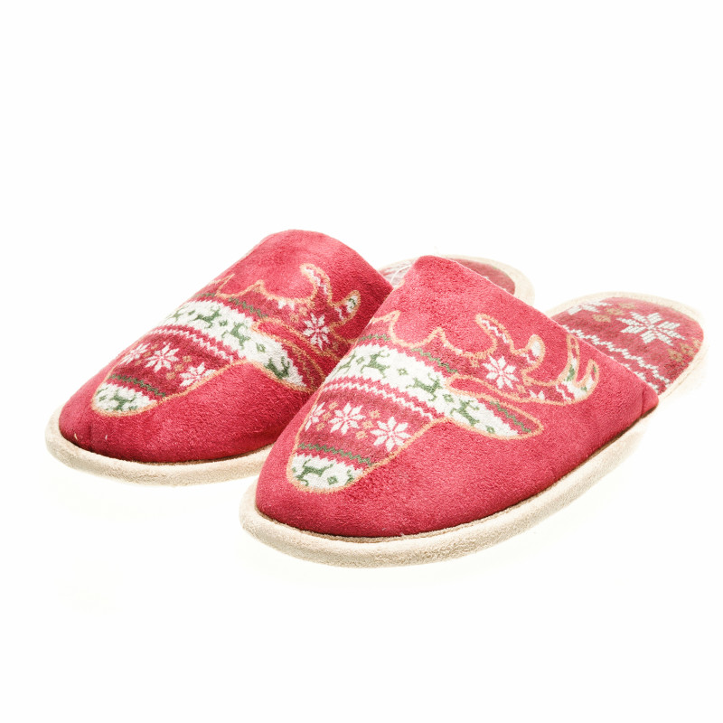Papuci de acasă cu motive de Crăciun, roșu  157863