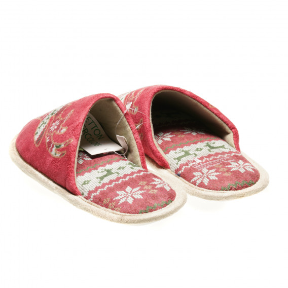 Papuci de acasă cu motive de Crăciun, roșu Benetton 157864 2