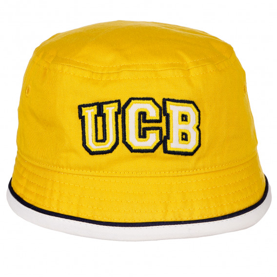 Pălărie din bumbac galben cu margine albă Benetton 158034 