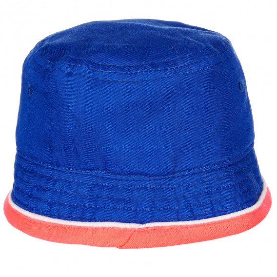 Pălărie din bumbac albastru cu margine portocalie Benetton 158039 3