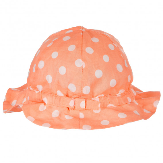Pălărie din bumbac portocalie cu buline albe pentru fete Benetton 158061 