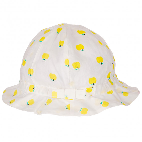 Pălărie din bumbac cu imprimeu albă pentru fete Benetton 158077 