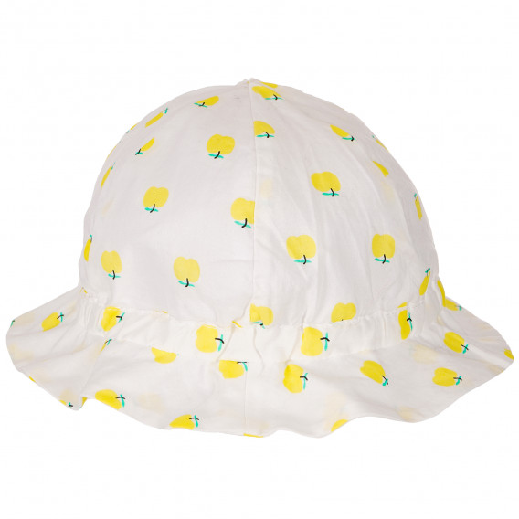 Pălărie din bumbac cu imprimeu albă pentru fete Benetton 158078 2