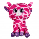 Girafă de pluș cu ochi brocart - roz, 18 cm Amek toys 159490 