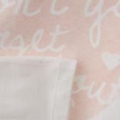 Bluză de bumbac pentru fetițe, alb cu inimă roz deschis Benetton 160437 3