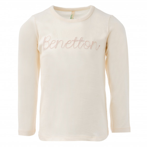 Bluză din bumbac pentru fete, culoare bej Benetton 160476 