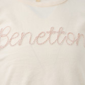 Bluză din bumbac pentru fete, culoare bej Benetton 160477 2