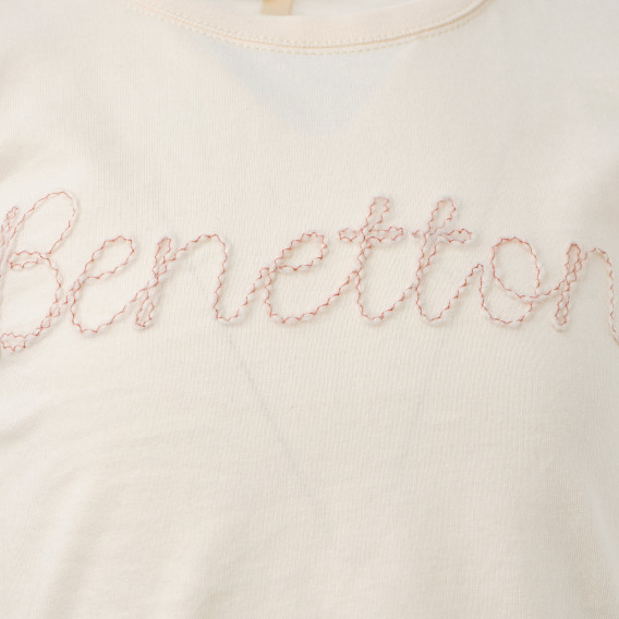 Bluză din bumbac pentru fete, culoare bej Benetton 160477 2