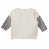 Bluză din bumbac, alb și gri, pentru băieți Benetton 160519 4